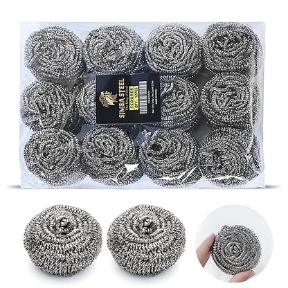 Wool Assortment for Cleaning – 0000 Grade Fine to Coarse Steel Wool Pads & Rolls, Multiple Pack Sizes and Length Options (12 Pcs Scourer)