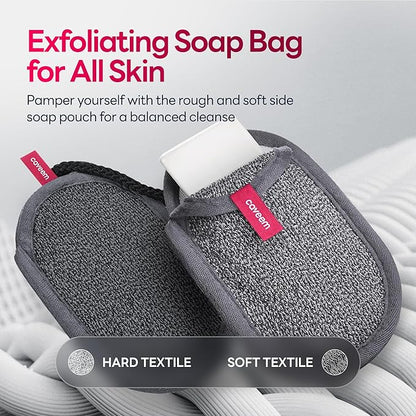 CAVEEM Soap Saver Bag, Rough and Soft Exfoliation Soap Pouch for Bar Soap, Soap Mesh Pocket Bar Holder for Washing Body, Soap Sack Sponge Bag for Shower Bath (2 Pack)