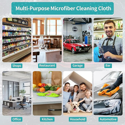 Microfiber Cleaning Cloth, 12 Pack Cleaning Rags, 12" x 12" Microfiber Towel, Lint Free Non-Abrasive Dusting Cloth, Microfiber Towels for Cars Kitchen Garage House Office