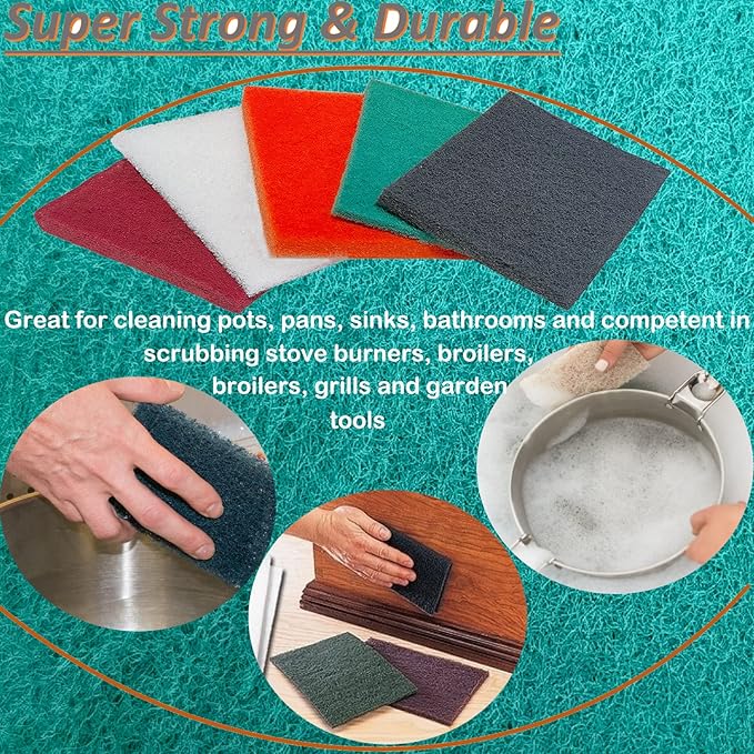 Tonmp 15 Pack 6 x 9 Inch Hand Pads Coarse Medium Fine Superfine 5 Different Specifications Assortment General Purpose Scouring Pad Ideal for Garden Tools and Grills,Automotive Body Tools