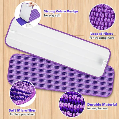 Reusable Mop Pads Compatible with Swiffer PowerMop, Microfiber Mop Pads Refills Mop Heads Replacement for Swiffer Mop Spray Mop Floor Mop, Washable Reusable Floor Mopping Refills, 6 Pack