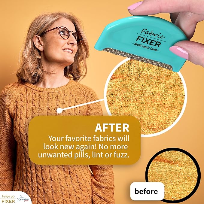 Multi-Fabric Sweater Comb for Pills and Fuzz - Manual Fabric Defuzzer Wool Lint Shaver Comb Scraper for Clothing, Sheets and Furniture by Wardrobe Hackers