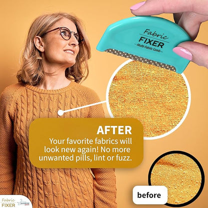 Multi-Fabric Sweater Comb for Pills and Fuzz - Manual Fabric Defuzzer Wool Lint Shaver Comb Scraper for Clothing, Sheets and Furniture by Wardrobe Hackers