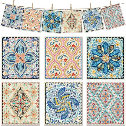 6 Packs Swedish Paper Cloths for Kitchen, Reusable Paper Towels Washable Dish Rags, Highly Absorbent Kitchen Towels Quick Drying Swedish Sponge Cleaning Dish Cloths (Floral Ornamentation)