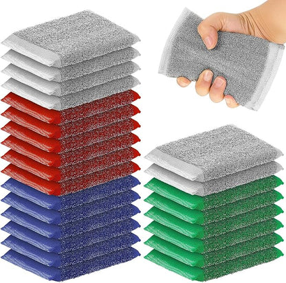 Thyle 24 Pack Kitchen Steel Scrubbing Sponges, Heavy Duty Non Scratch Metal Scrub Pads, Reusable Cleaning Sponges for Dishes, Pots, Pans, Sink and Tough Hard Stains (Multicolored)