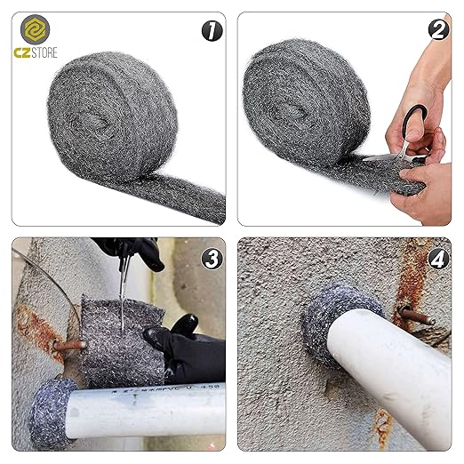 ✮CZ Store✮ - Stainless Steel Wool |13 FT| Grade 0000 Metal Wire Mesh - Soft, Flexible, Reusable - for Cleaning, Buffing, Polishing Glass, Windows, Tiles, Wood, Metal, Copper, Brass