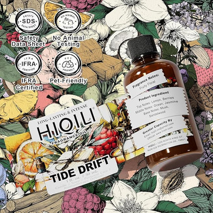 HIQILI Tide Drift Fragrance Oil, Ocean & Jasmine Scents, Making Candle, Room Spray, Essential Oil Diffuser, DIY Body Butter & Hair Perfume - 1 Fl Oz