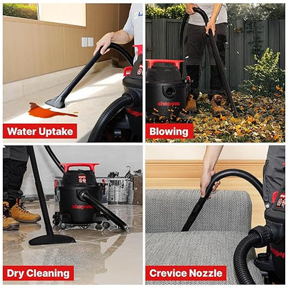 Shop-Vac 5430112 Wet/Dry Vacuum, 4 Gallon, 4 Peak HP, 1-1/4 Inch Diameter x 6 Foot Hose, 10 Foot Cord, Ideal for Jobsite, Garage, Workshop & Home