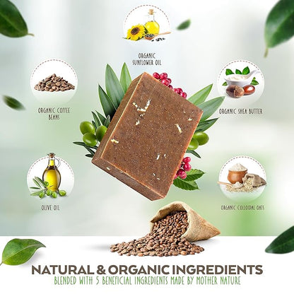 Aspen Kay Naturals Coffee & Oatmeal Exfoliating Soap, Natural and Organic Coffee Scrub. With Organic Shea Butter & Pure Essential Oils. A Wonderful Oatmeal Soap, For Men & Women. (2 pack)
