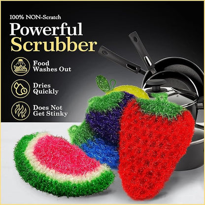 Dish Scrubbie Non-Scratch Dish Scrubber-Long Lasting & Odorless, Safe on Non-Stick, Cast Iron, Glass and Other Surfaces, Reusable Kitchen Sponge Alternative for Kitchen, Bathroom & Floors (Pack of 5)