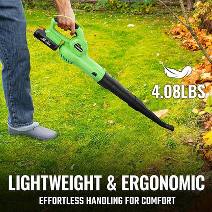 WORKPROX Leaf Blower Cordless, 20V Electric Blower with 4.0Ah Type-C Charging Battery, 138MPH 170CFM, Lightweight Handheld Mini Blowers for Lawn Care, Patio Cleaning, Dust, Blowing Leaves