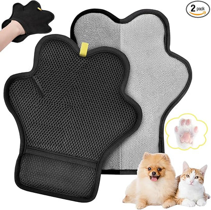 Pet Hair Removal Glove for Cats and Dogs,Upgrade Reusable Electrostatic Magic Brush Pet Hair Removal Grooming Gloves Tool for Furniture, Bed Sheets,Couch,Clothes,Carpet,Car Seat (2)