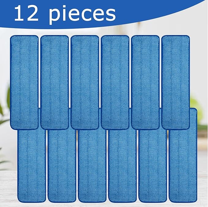 12 Pack of 18 inch Microfiber Pad Universal for Commercial/Industrial/Professional use. Fits 16-18 Inch Heads Heavy Duty Wet & Dry Cleaning Reusable Refills Fit for Most Flat Mops