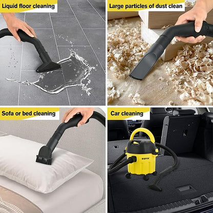 Wet-Dry Vacuum, 3-in-1 Portable Shop Vacuum Cleaner with 2 Peak HP Power Suction, Lightweight Wet Dry Vacuum with Blower & Wall Mount Design for Car, Pet Hair, Hard Floor
