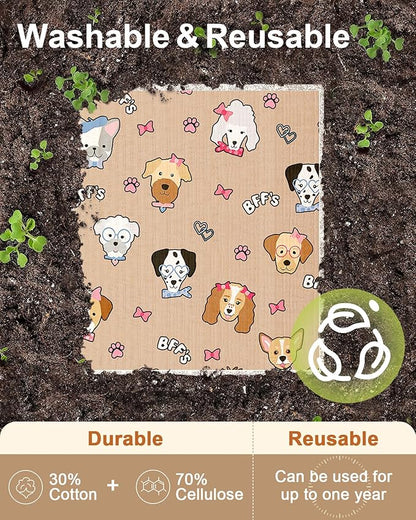 Miss Adola Kitchen Swedish Dishcloths with Hooks - 6 Pack Reusable Dish Cloths for Washing Dishes Fast Drying Cute Fun Swedish Dish Towels Washable Cleaning Sponge, Furry Dog