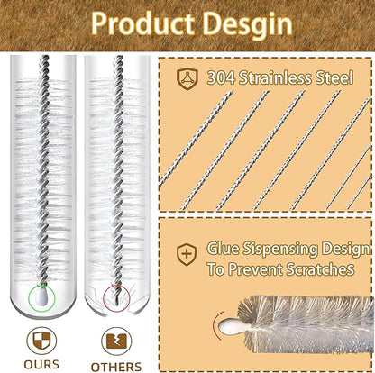 Straw Cleaner Brush Extra Long 14 Inch, 8-PCS Straw Brush Extra Long with 304 Stainless Steel Handle, Extra Long Pipe Tube Cleaner for Water Bottle, Coffee Kettle and Pipes.
