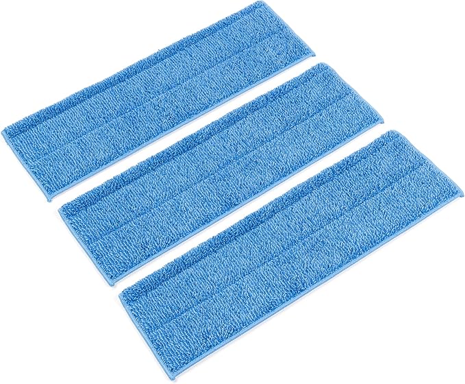 Zflow Ventures 18" Microfiber Wet and Dry Mop Pads 3-Pack - Premium Commercial Grade Washable Pads (18", Blue)