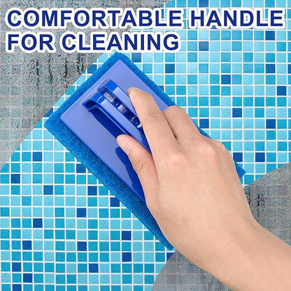 3 Pack Hand-Held Pool Scrub Brush Pool Cleaning Sponge Scrubber Brush Replaceable Scrubbing Scouring Sponge Pad for Swimming Pools Shower Tile Step Corner Liners Walls Sink Spas Tubs Kitchen Bathroom