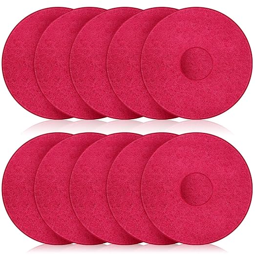 Teenyyou 10 Pcs 12" Cleaning Orbiter Pads Commercial Floor Buffer Pads Hardwood Floor Maintenance Scrubber Polisher Cleaning and Stripping for Orbiter Machine (Red)