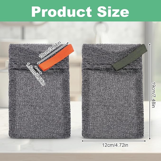 2PCS Bar Soap Pouch, Exfoliating Bath Sponge, Soap Bags, Body Scrubber Shower Sponge Loofah, Lathering Wash Bag for Body Washing, Deep Exfoliating, Travel with Quick-Dry Mesh