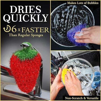 Dish Scrubbie Non-Scratch Dish Scrubber-Long Lasting & Odorless, Safe on Non-Stick, Cast Iron, Glass and Other Surfaces, Reusable Kitchen Sponge Alternative for Kitchen, Bathroom & Floors (Pack of 5)