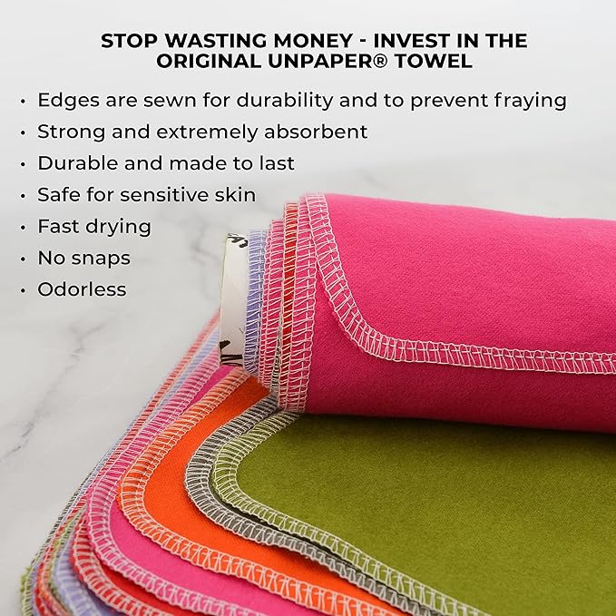 Marley's Monsters UNpaper Towels - 12 Count roll, Reusable Paper Towels Cotton, Tree Free (Cosmo)