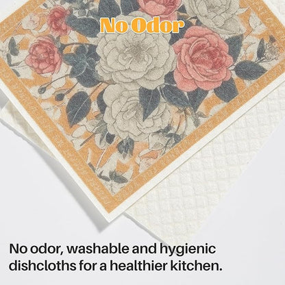 JOYMOOP 12 Pack Decorate Cleaning Cloth (Quiet Luxury of Decorative Series), Reusable Absorbent Dish Towels, Non-Scratch Washable Rags for Cookware, Kitchen and Household Cleaning - 6.7×7.9 inch