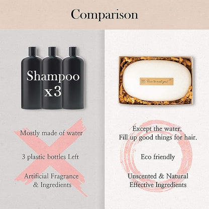 mimosu Fermented Rice Water Shampoo Bar – 2-Pack pH Balanced Unscented Solid Shampoo for hair growth, Nourishing, Eco-Friendly Korean Hair Care for Sensitive Scalp