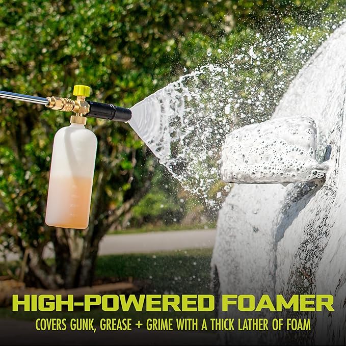 Sun Joe Foam Cannon for SPX Series Pressure Washers, Snow Foam Sprayer with 1/4-Inch Quick-Connect Inlet, Adjustable Nozzle & Detergent Dial, 34 fl oz