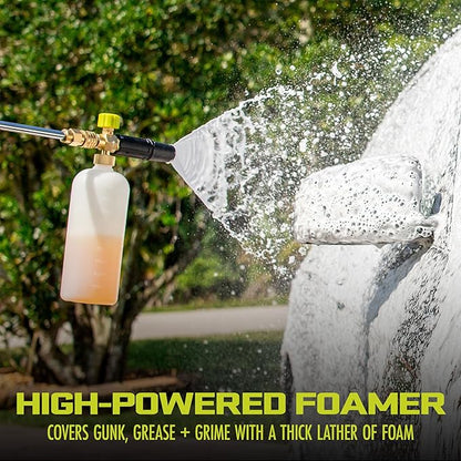 Sun Joe Foam Cannon for SPX Series Pressure Washers, Snow Foam Sprayer with 1/4-Inch Quick-Connect Inlet, Adjustable Nozzle & Detergent Dial, 34 fl oz