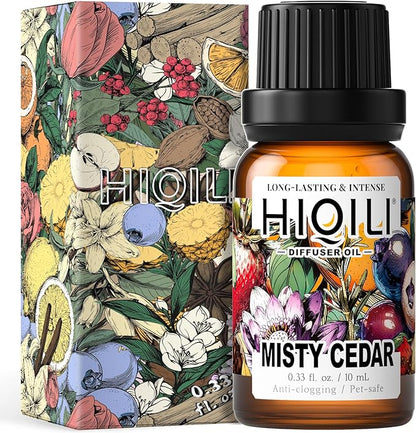 HIQILI Misty Cedar Diffuser Oil for Humidifiers & Ultrasonic Diffusers, Inspired by Bvrberry Bri.t for Him, Luxury Hotel Scents, Calming & Relaxing Essential Oil Blends for Aromatherapy - 0.34 Fl Oz