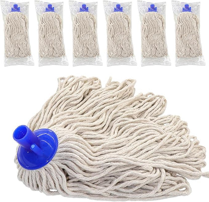 EaseYourDay Cotton String Screw on Mop Replacement Head Compatible with All Standard US Threading Pole (6 Cotton mop Heads)