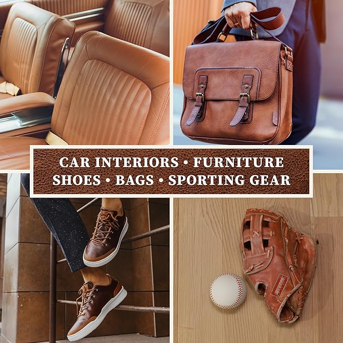 Lexol Leather Cleaner and Conditioner Kit for Furniture, Car Interiors, Shoes, Handbags. Includes 2 Application Sponges. Two-Step System 16 oz Each for Smooth Soft Leather Care and Shine Boosting