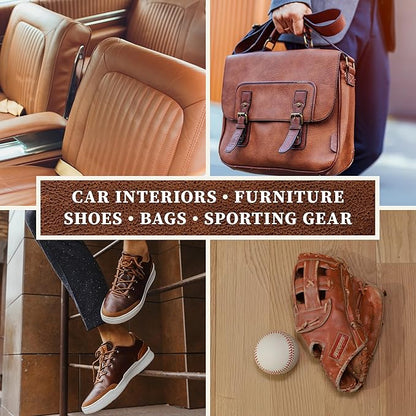 Lexol Leather Cleaner and Conditioner Kit for Furniture, Car Interiors, Shoes, Handbags. Includes 2 Application Sponges. Two-Step System 16 oz Each for Smooth Soft Leather Care and Shine Boosting