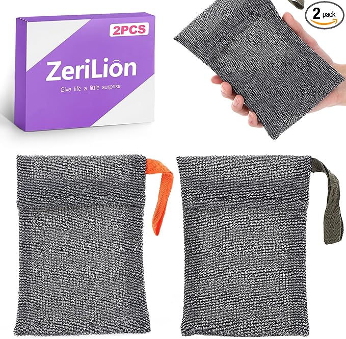 2 Pack Exfoliating Soap Saver Pouch | Foaming Mesh Bag and Body Scrubber for Bar Soap | Rich Lather Soap Sack for Shower