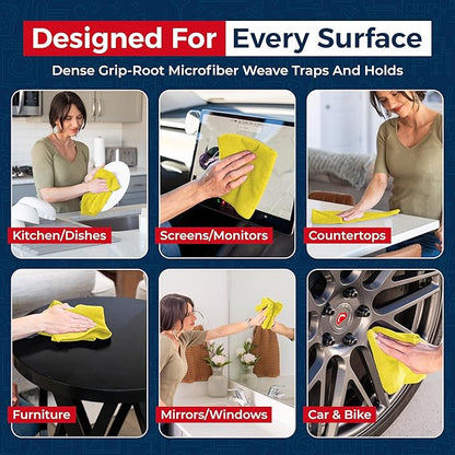 USANOOKS Microfiber Cleaning Cloth Yellow - 100 Pcs 12.5"x12.5" - High Performance - 1200 Washes, Ultra Absorbent Towels Weave Grime & Liquid for Streak-Free Mirror Shine - Car Washing Cloth