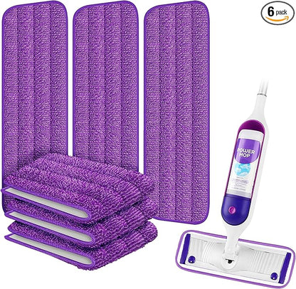 ARSUK Reusable Mop Pads Compatible with Swiffer PowerMop– Washable Velcro Replacement Microfiber Refills for 13''–16'' Spray Mop, Multi-Surface Cleaning Pads (6 Pack)