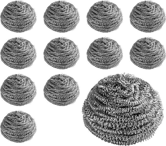 New Star Foodservice Extra Large (50 Grams) Stainless Steel Sponges Scrubbers, Set of 12