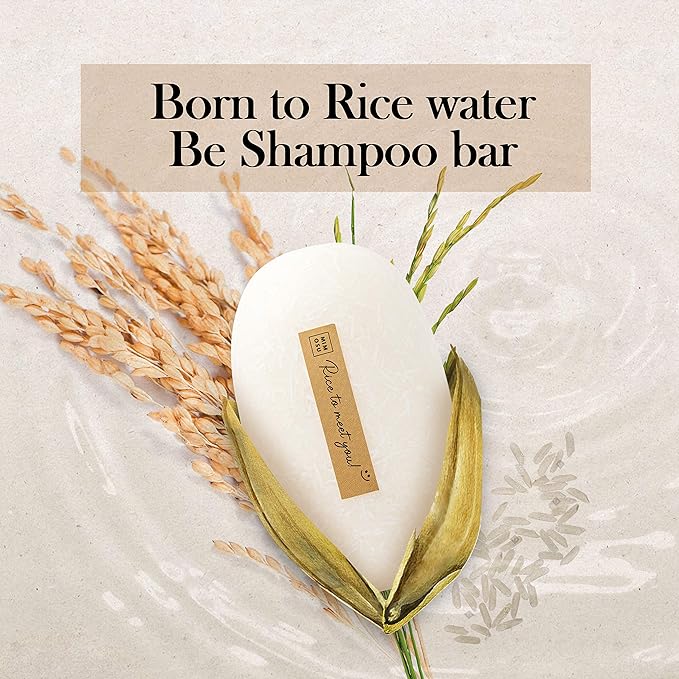 mimosu Rice Water Shampoo Bar and Soap Dish Set (5.3 ounces) - 2 in 1 Rice Water for Hair Growth Shampoo and Conditioner Bar, Soap Dish Soap Container