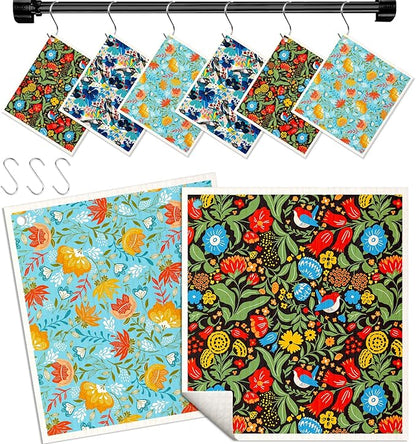 Miss Adola Kitchen Swedish Dishcloths with Hooks - 6 Pack Reusable Dish Cloths for Washing Dishes Fast Drying Cute Fun Swedish Dish Towels Washable Cleaning Sponge, Full Blown Flowers