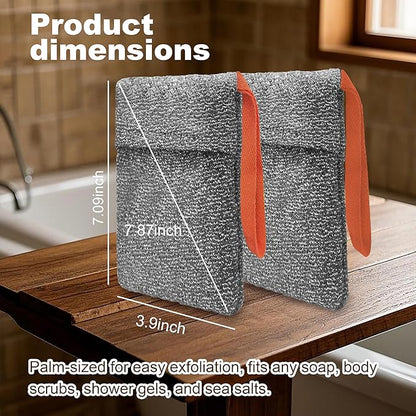 4 Pack Soap Bag Deep Exfoliating,Bar Soap Pouch Saver Pocket,Body Scrubber Shower Bath Sponge Loofah (Grey)