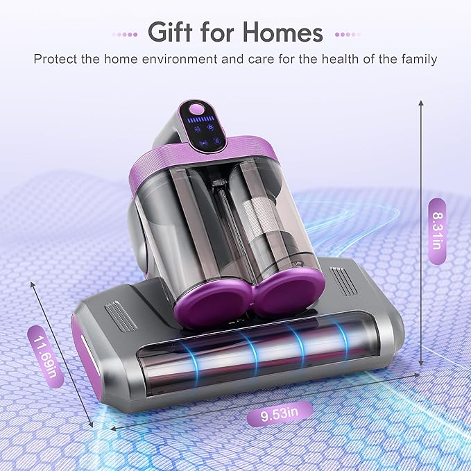 AMTPM 17KPa Cordless Mattress Vacuum Cleaner with UV Care & 40,000RPM Beating - 520ml Dustbin, USB Rechargeable for Bed, Pet Hair