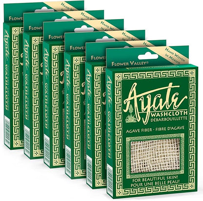 Ayate Washcloth, Exfoliating Washcloth, Agave Fiber Body & Face Wash Cloth, Body Loofah Alternative, Mold-Resistant Scrub Towel (Pack of 6)