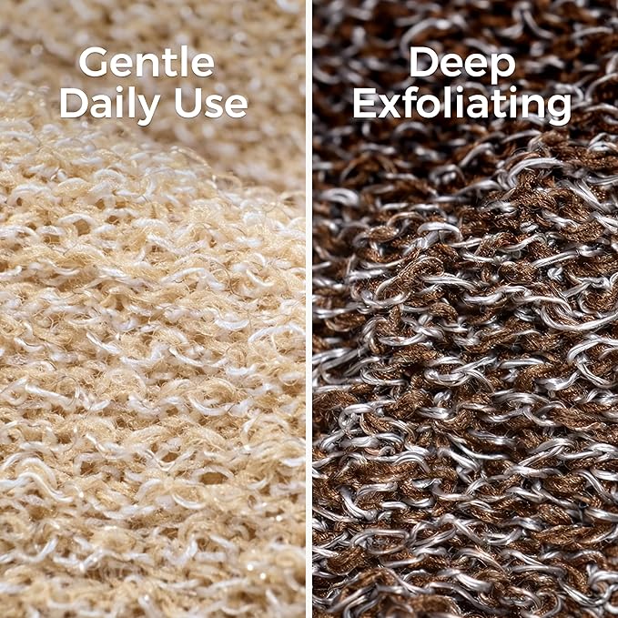 ZOMCHI Bar Soap Saver Bags, 2 Pieces Exfoliating Soap Bag with Different Roughness, Soap Bar Loofah for Men and Women, Body Scrubber Exfoliator for Smooth Clean Skin (Brown)