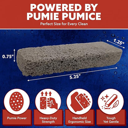 PUMIE Pumice Scouring Stick for Cleaning Toilet Rings Stain & Hard Water Rings, Tough Bathroom, Pools & Tubs, Extra Strong Heavy Duty Pumice Stone for Toilet Cleaning, Rust, Grills & Ovens- Pack of 12