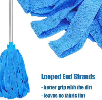 Microfiber Cloth Mop Replacement Blue Compatible with Standard 3/4 inch Threading Pole (2)