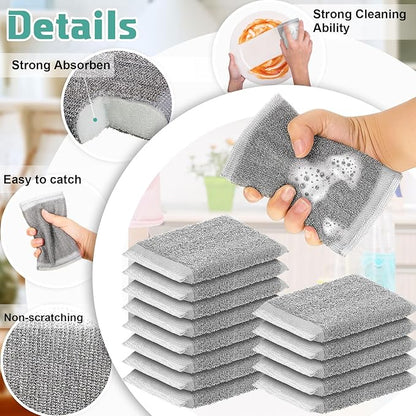 Thyle 8 Pack Kitchen Steel Scrubbing Sponges, Heavy Duty Non Scratch Metal Scrub Pads, Reusable Cleaning Sponges for Dishes, Pots, Pans, Sink and Tough Hard Stains (Gray)