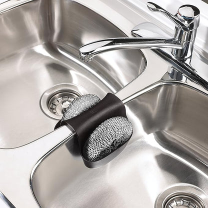 Umbra Saddle Sink Caddy – Flexible Rubber Organizer and Dish Sponge Holder for Kitchen Sink, Black