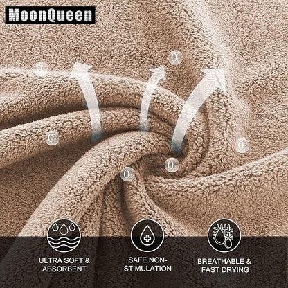 MOONQUEEN Ultra Soft Premium Washcloths Set - 12 x 12 inches - 24 Pack - Quick Drying - Highly Absorbent Coral Velvet Bathroom Wash Clothes - Use as Bath, Spa, Facial, Fingertip Towel (Brown)