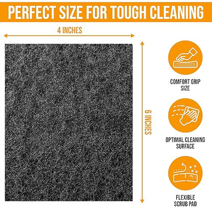 Harrier Hardware 6-Pack Heavy Duty Scouring Pads, 6x4 Inch Thick Black Scrub Pads for Pots Pans, Kitchen Cleaning, Stripping, Scrubbing Grills & More
